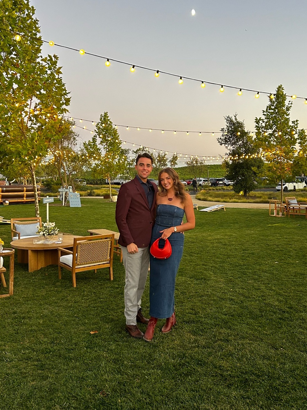 Strapless Denim Midi Dress